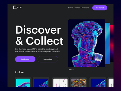 Bloc NFT Landing Page crypto design nft ui ux