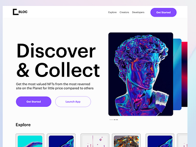 Bloc NFT landing page branding nft ui ux