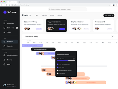 Software - Project management app design flat ui