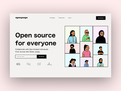 Openpeeps app design flat illustration typography ui ux