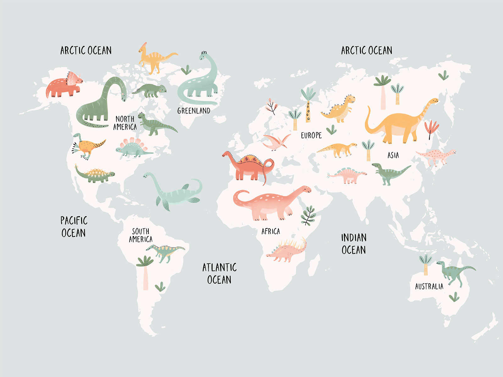 Dinosaurs World Map 01 4x 