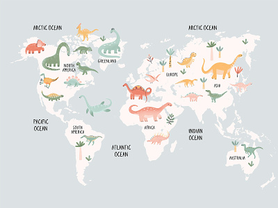 Dinosaurs World Map