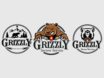 Logo Design: Grizzly Sewer Service app design flat icon illustration logo typography ui ux vector website