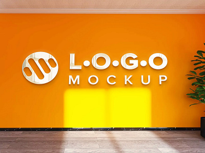 ORANGE OFFICE WALL – PHOTOSHOP LOGO MOCKUP post template
