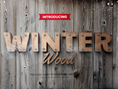 WINTER WOOD – Photoshop text effect DOWNLOAD FOR FREE!