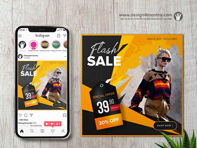 FREE FLASH SALE INSTAGRAM POST VECTOR TEMPLATE