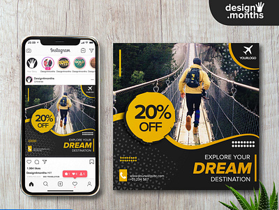 Free travel instagram post PSD template freebies instagram instagram post psd mockups