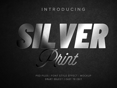 Free silver print PSD text effect free mockup free psd free template freebies text effects texteffect