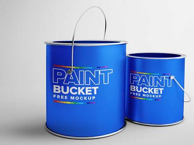 Free paint can bucket PSD mockup wall mockup