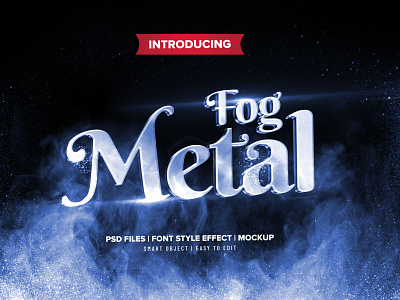 Free silver fog metal PSD text effect text effects