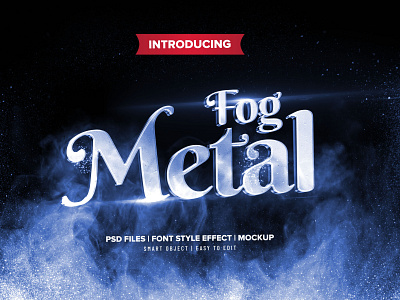 Free silver fog metal PSD text effect