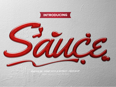 Free red sauce PSD text effect