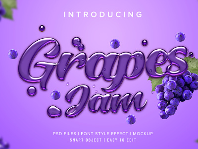 Free grapes jam liquid Photoshop text effect 3dmockup design freebies illustration logo post template text effects texteffect ui vector template