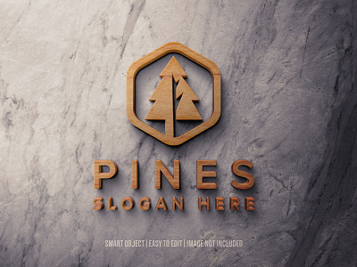 Wood on stone Photoshop logo mockup for free download wood