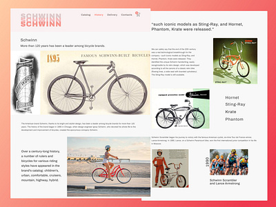 Article about the history of the brand "Schwinn" article bicycle design figma illustration photoshop schwinn shop typography ui ux web website