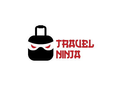 Travel Ninja Logo brand branding business company dual meaning face holiday identity japanese logo logodesign mascot ninja suitcase tour tourism travel traveller vacation warrior
