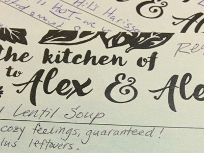 Couples' Recipe Cards hand lettering illustration recipe cards