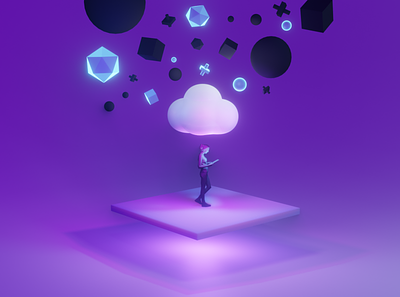 Cloud Illustration Concept 3d glow illustration product illustration