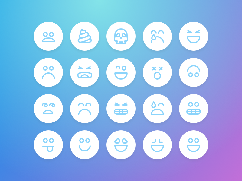 Nav Emoji Icons worried skull illustration icon happy sad poop emojis