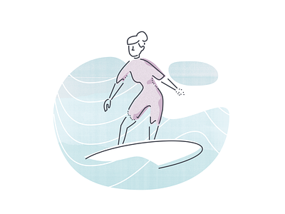 Illustration Experiment 2 "Surf" illustration product illustration surfing textured waves woman