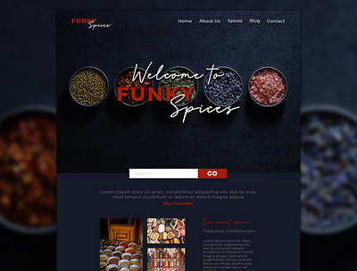 Funky spices landing page landing page design landingpage navbar spices ui