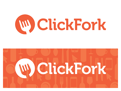 ClickFork logo brand cafes clickfork fork logo museo orange restaurants