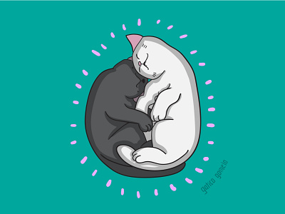 Cats sleeping adobe art cat children cute drawing illustration illustrator kawaii kids kitten kitty pet sleeping vector