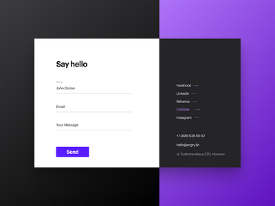 Contact Form concept contact contact form contact page contact us contacts custom dailyui dailyui028 day28 form interaction ui ux violet