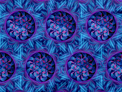Abstraction Yin Yang absract art blue creative design digital art fractal geometric graphic design illustration light navy pattern purple seamless pattern sharp surface pattern textile design vector yin yang