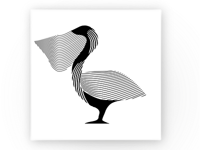 Pelican illustration bird black and white geometrical graphic lines minimal nature pelican stripes