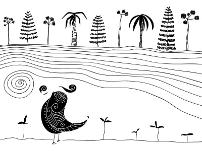 bird on the beach black and white design digital art graphic design illistration vectorial design