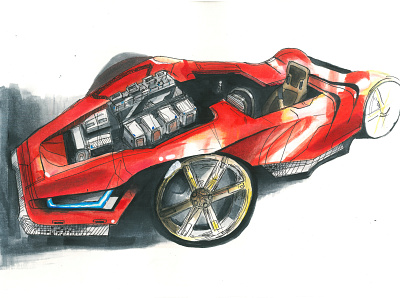 Watercolor Sport Car aquarell car drawning picture