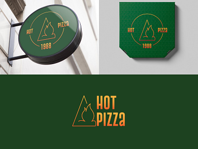 Hot Pizza Logo design illustration logo minimal typography