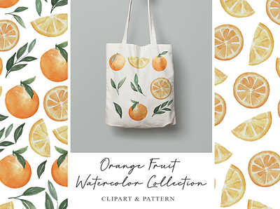 Orange Fruit Watercolor Collection clipart fruit orange painting pattern totebag watercolor