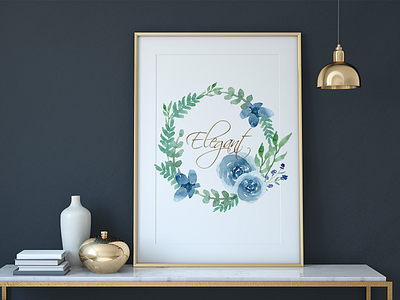 Blue Indigo Watercolor Wall Art blue clipart decoration design flower frame free pattern wall art watercolor watercolor painting wreath