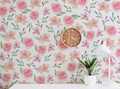 Pastel Blooms Wallpaper clipart decoration design flower interior painting pattern wall art wallpaper watercolor