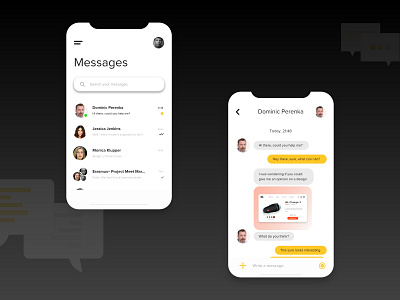 Direct Messaging App 013 adobe xd challenge chat chat app chatting contrast dailyui direct messages direct messaging learning messenger minimalist mobile app simple ui user inteface ux web yellow