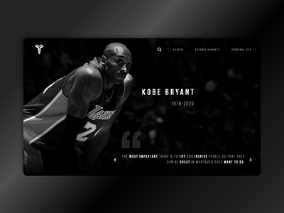 Kobe Bryant - Landing Page 003 adobe photoshop adobexd basketball bryant dailyui dailywebdesign kobe kobe bryant landing page landing page concept landing page ui landing pages minimalist minimalistic ui uibucket uidesign ux