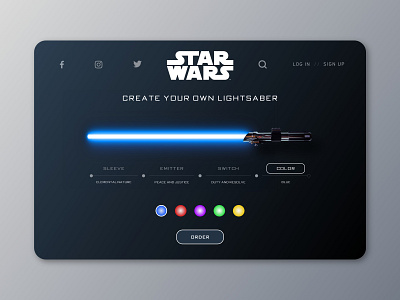 Star Wars Store - Lightsaber Order Settings 007 adobe adobe xd blue challenge dailyui dailyui 007 dailyuichallenge lightsaber minimalist order settings simple star wars store ui uibucket ux web web design