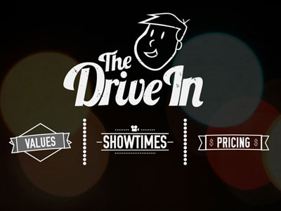 The Drive In Website background bokeh design icons splash page the drive in vintage web website