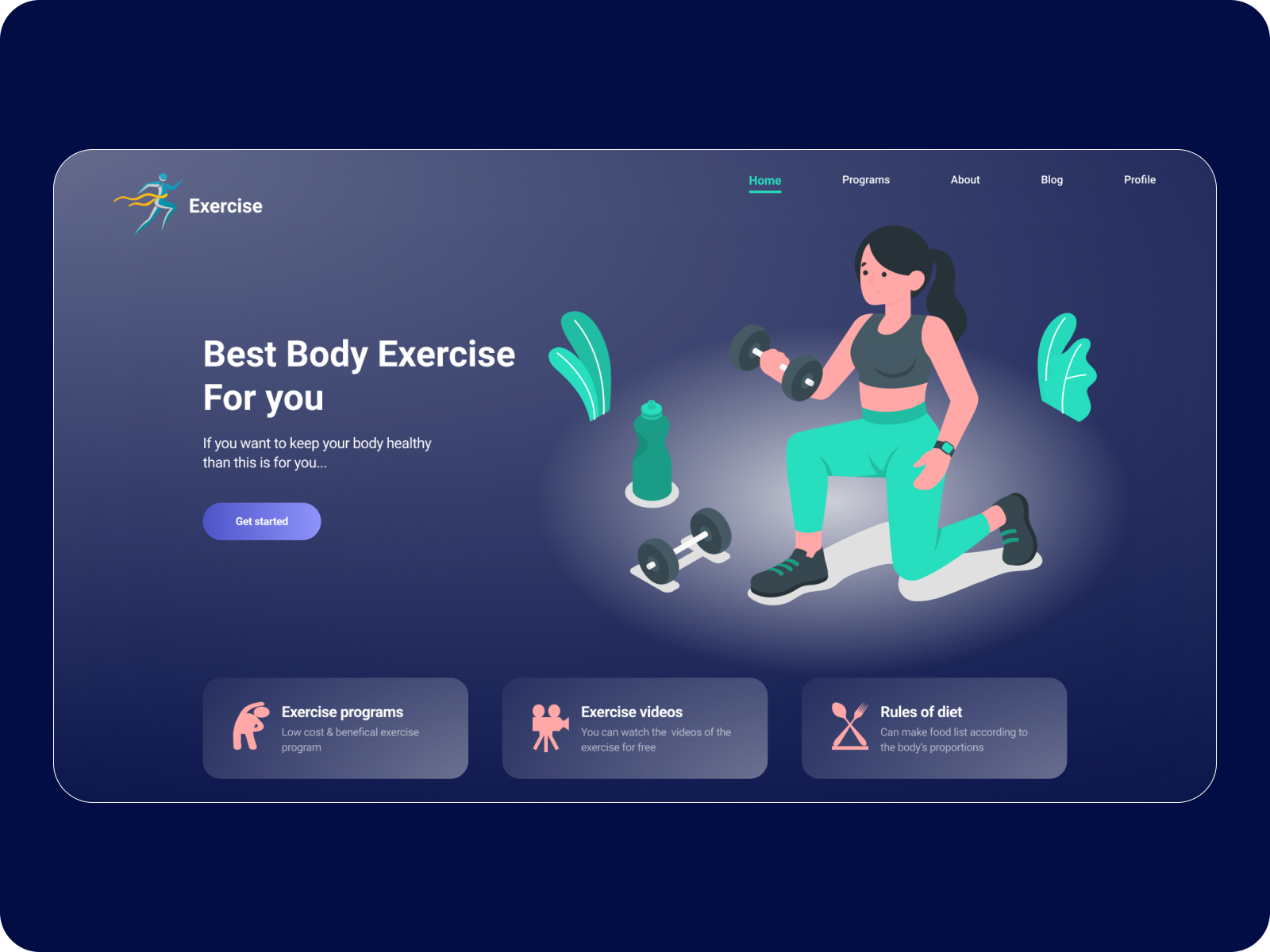 Body Exercise landing page by MD MONIR HOSSAIN on Dribbble