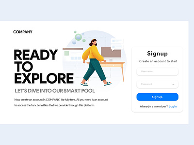 sign up page - web ui
