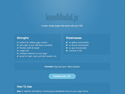Lean Shot jquery modal window plugin ui