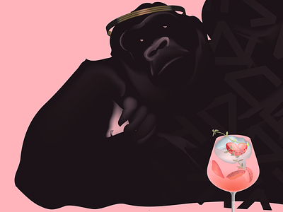 A crown for gorillas digital drawing drink freelance gorillas illustration illustrator smooth