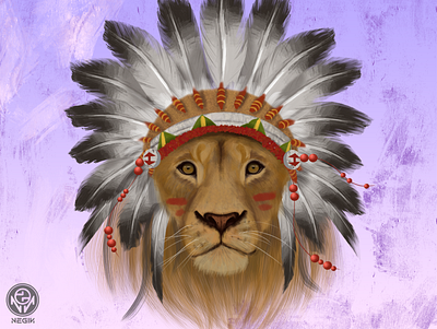 Indian lion design digital art illustration
