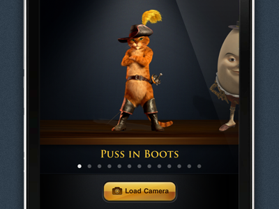 Choose a Character to Pose With android app application dreamworks iphone mobile puss in boots ui