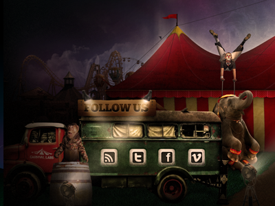 Our New Home site carnival circus design lee corleison mobile website