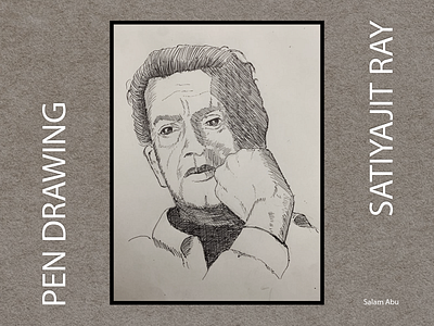 Portrait of Satyajit Ray design drawing pen drawing sketch