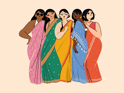 Crisp Cotton Sarees art colorful culture design drawing graphics illustration indian ladies modern sarees woman