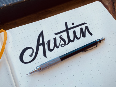 Austin hand drawn handmade illustration script texas